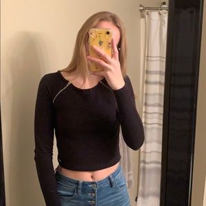 Guess Black Long Sleeve Crop Top